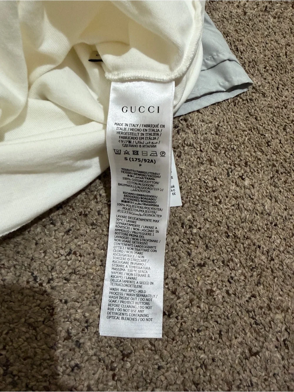 Gucci White Polo with Green Stripe Trim and Chest Web
